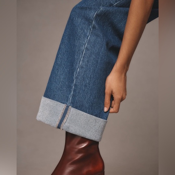 Anthropologie PILCRO The Austyn High-Rise Cuffed Wide Leg Jeans Size 28 - Picture 2 of 14